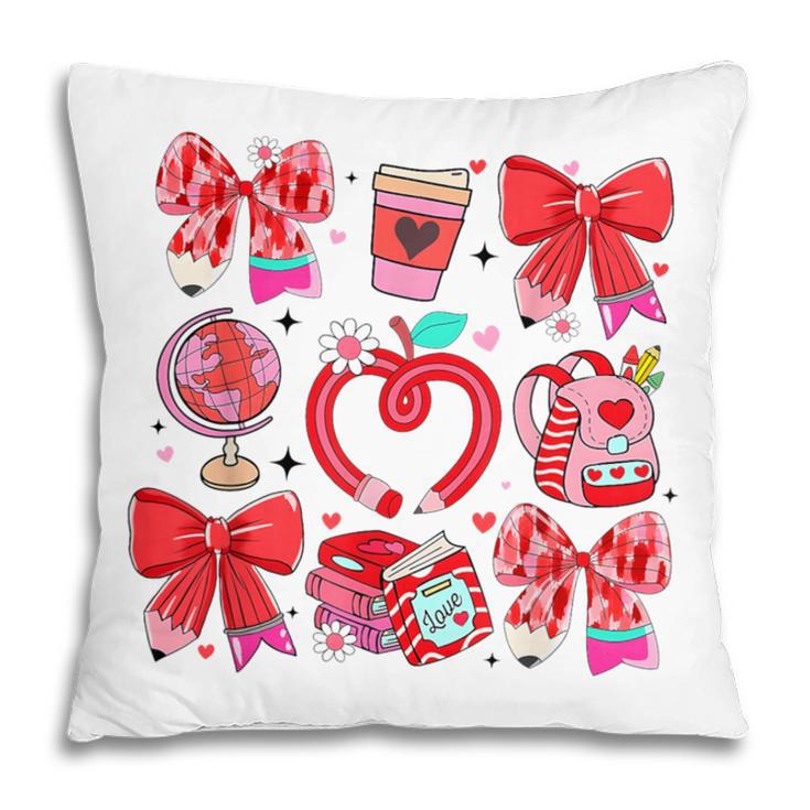 Valentine Teacher Coquette Bow Pencil Heart Book Girl Women Pillowcase