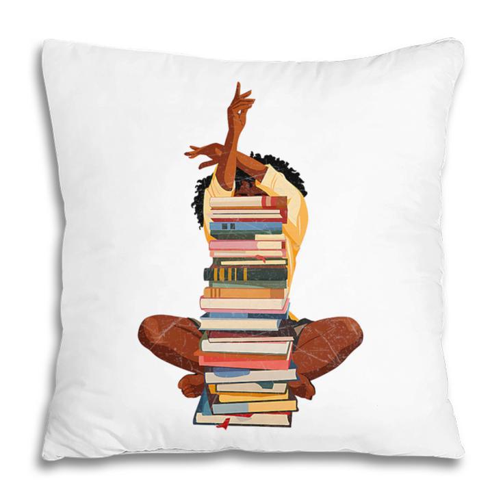 Woman And Books Stack Afro Girl Book Lover Premium Tri-Blend Pillowcase