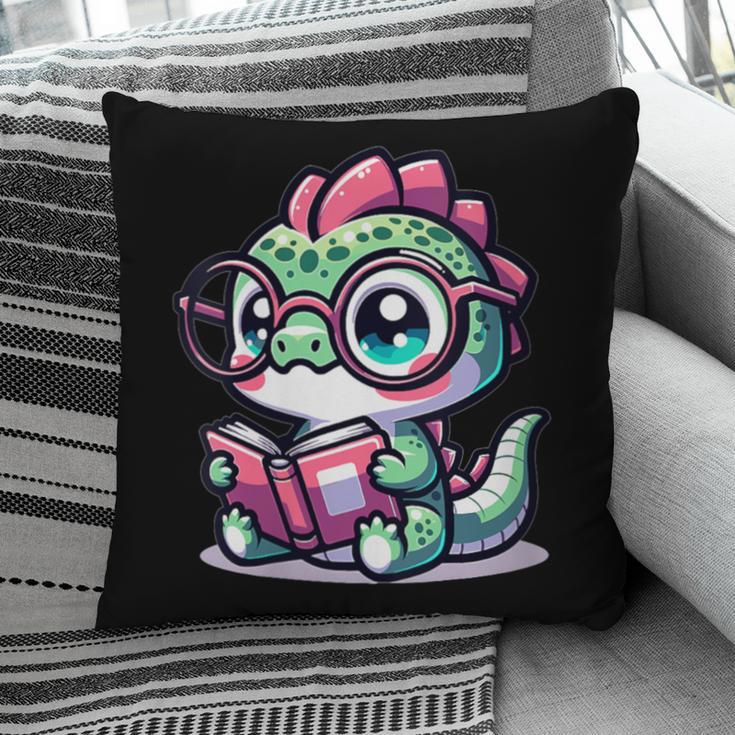 Adorable Book Lover Basilisk With Reading Glasses Cute Pillowcase
