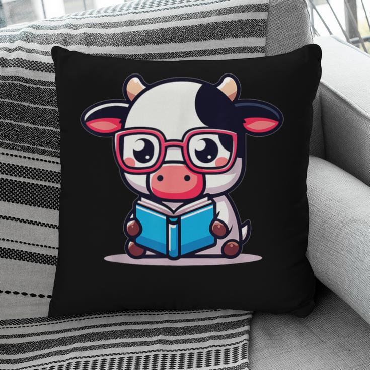 Adorable Book Lover Cow With Reading Glasses Cute Pillowcase