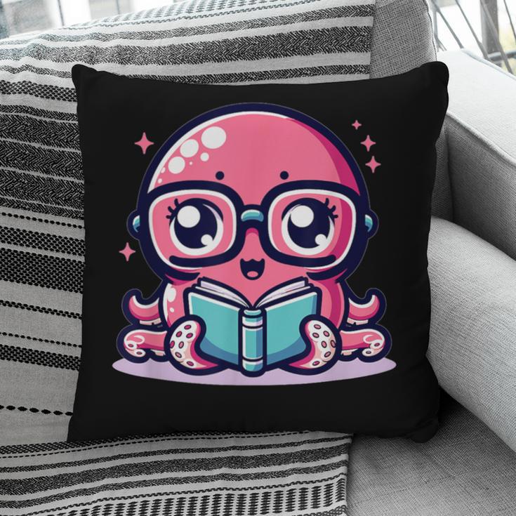 Adorable Book Lover Octopus With Reading Glasses Cute Pillowcase