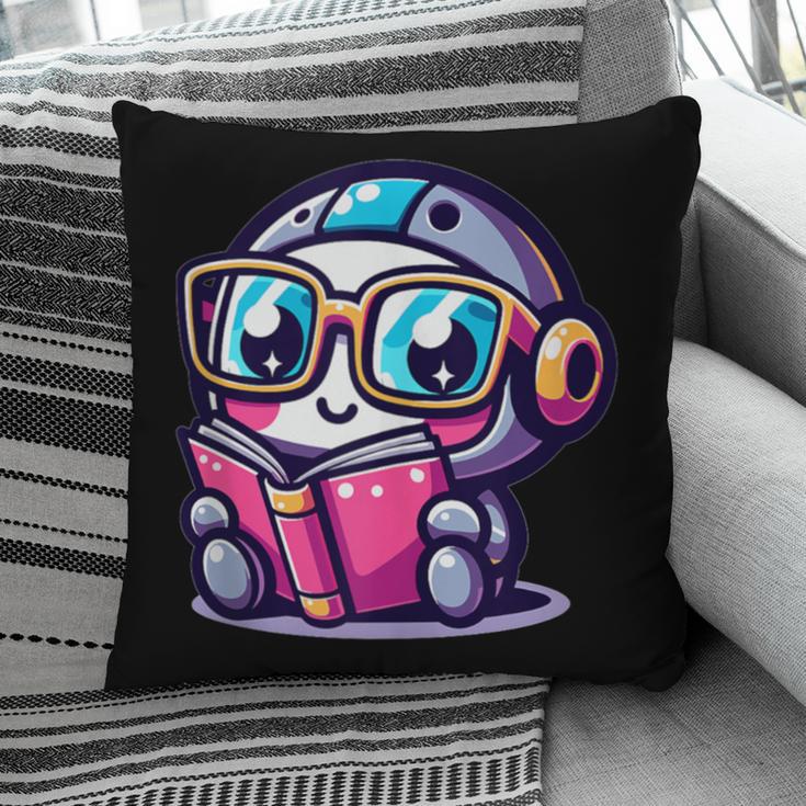 Adorable Book Lover Robot With Reading Glasses Cute Pillowcase