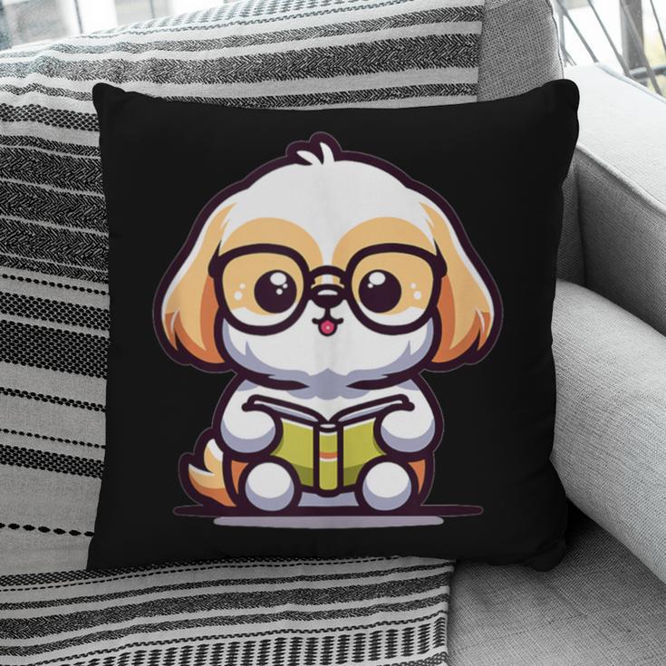 Adorable Book Lover Shih Tzu With Reading Glasses Cute Pillowcase