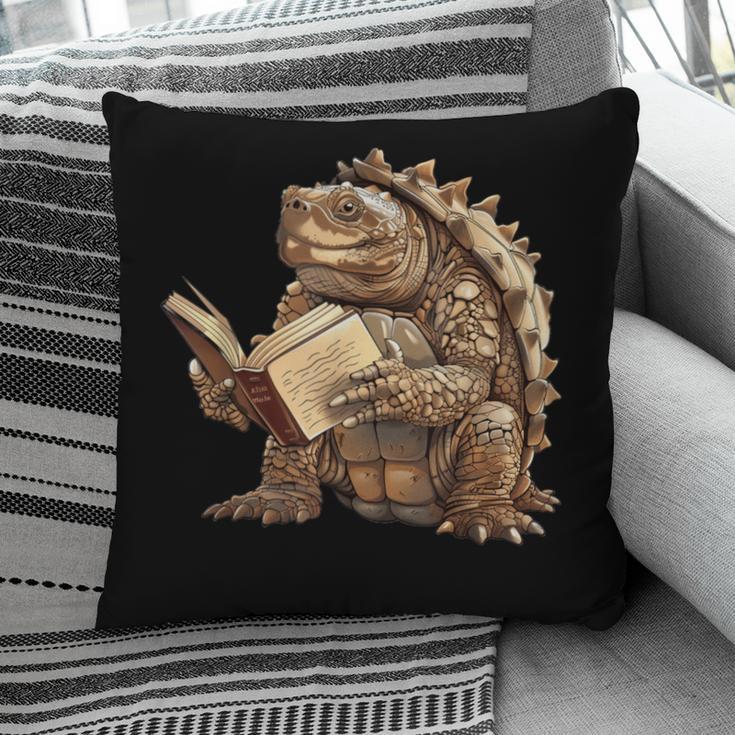 Alligator Snapping Turtle Reading A Book Pillowcase