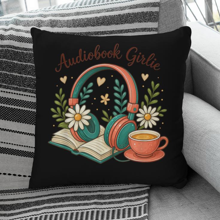 Audiobook Girlie Headphones Book Tea Love Pillowcase