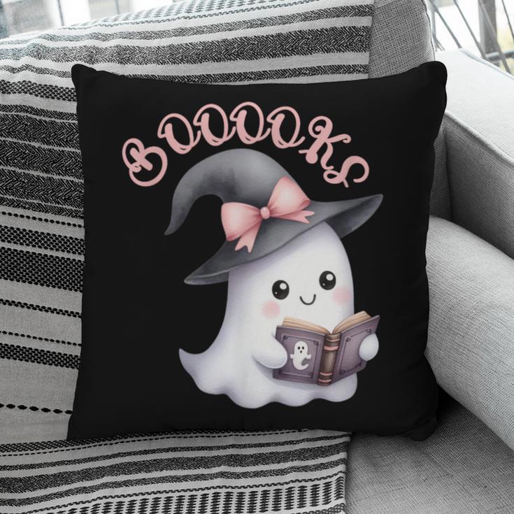 Boo Ghost Books Coquette Bow Halloween Women School Teacher Pillowcase