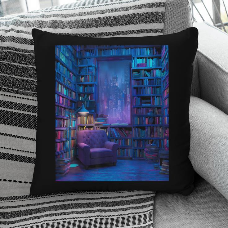 Book Library Bookshelf Armchair Window Pattern Print Pillowcase