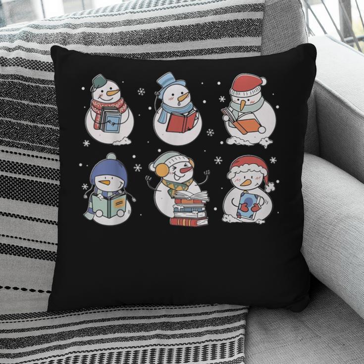 Book Lover Teacher Snowman Reading Books Christmas Winter Pillowcase