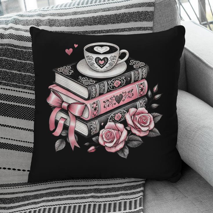All Booked For Valentine's Coquette Bow Books Teacher Girly Pillowcase