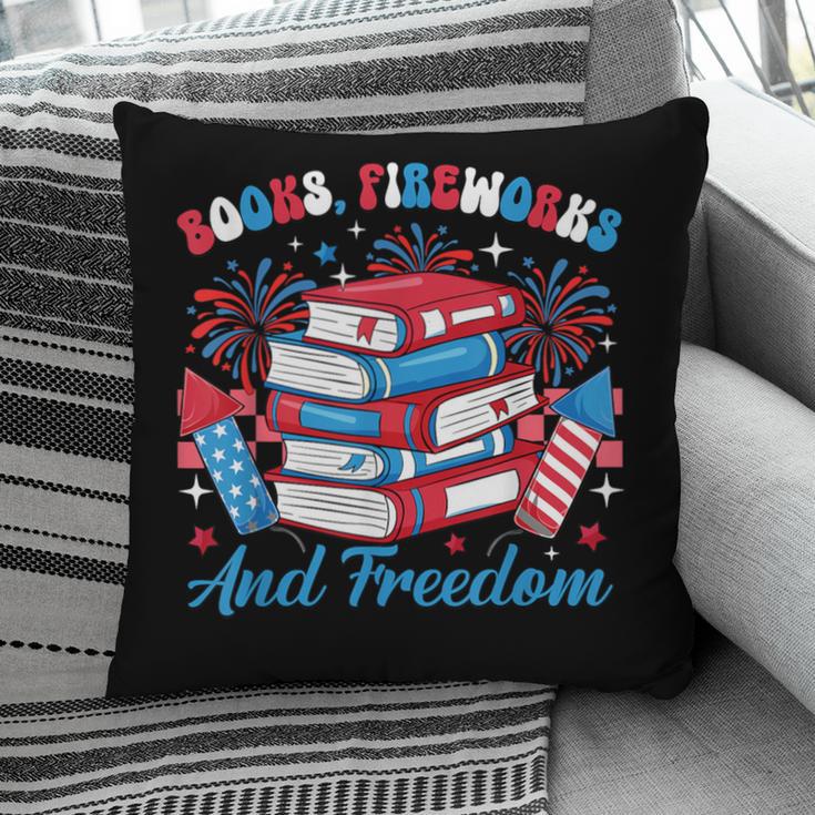 Books Fireworks And Freedom Independence Day Book Lover Pillowcase