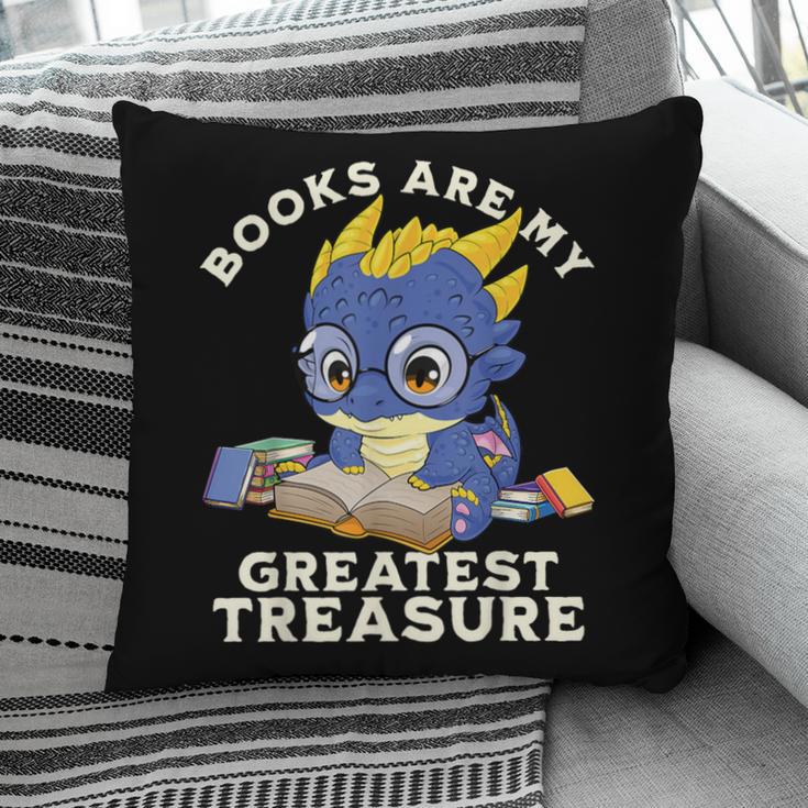 Books Are My Greatest Treasure Kawaii Dragon Reading Books Pillowcase