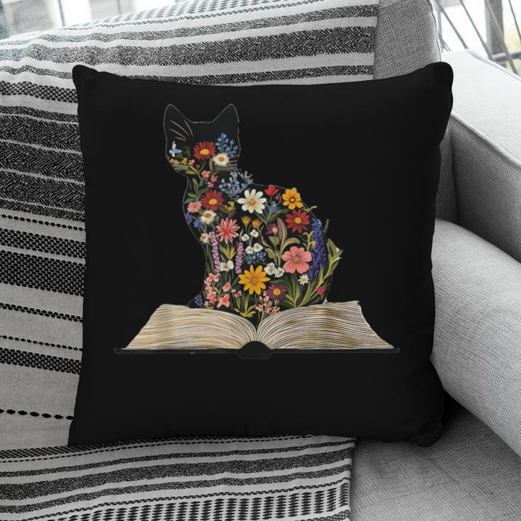 Cat Book Flowers Pillowcase