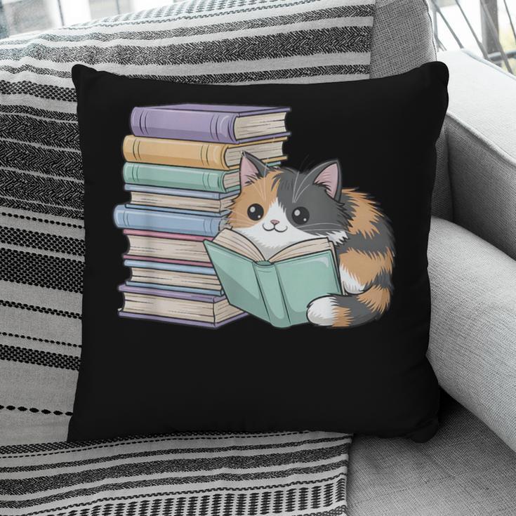 Cat On Books Pets Cats Reading Book Nerd Read Reader Bookcat Pillowcase