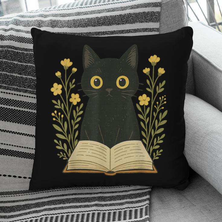 Cat Reading Book Flowers Pillowcase