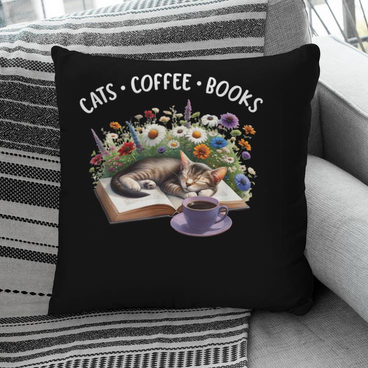 Cats Coffee Books Pillowcase