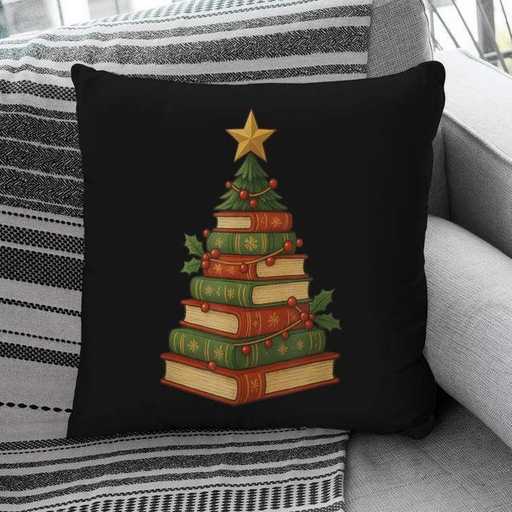 Christmas Book Tree Bookshelf Holiday For Readers Librarians Pillowcase