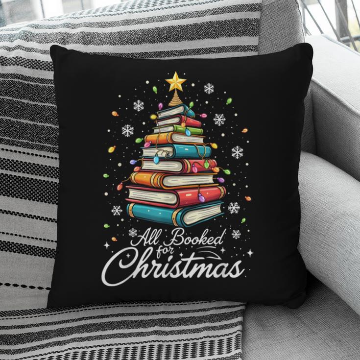 Christmas Book Tree Shirt Book Lover Librarian All Booked For Christmas Women's Christmas Book Lover Librarian Pillowcase