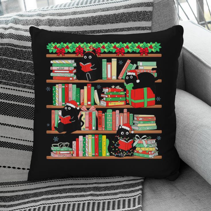 Christmas Cat Santa Bookshelves Book Lover Reader Pillowcase