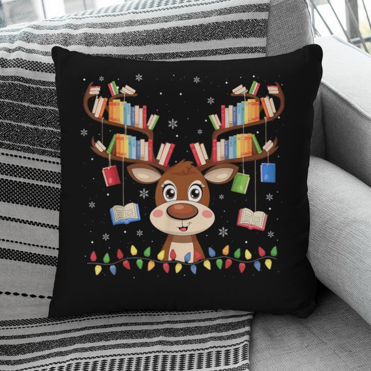 Christmas Librarian Reindeer Matching Family Book Lover Xmas Pillowcase