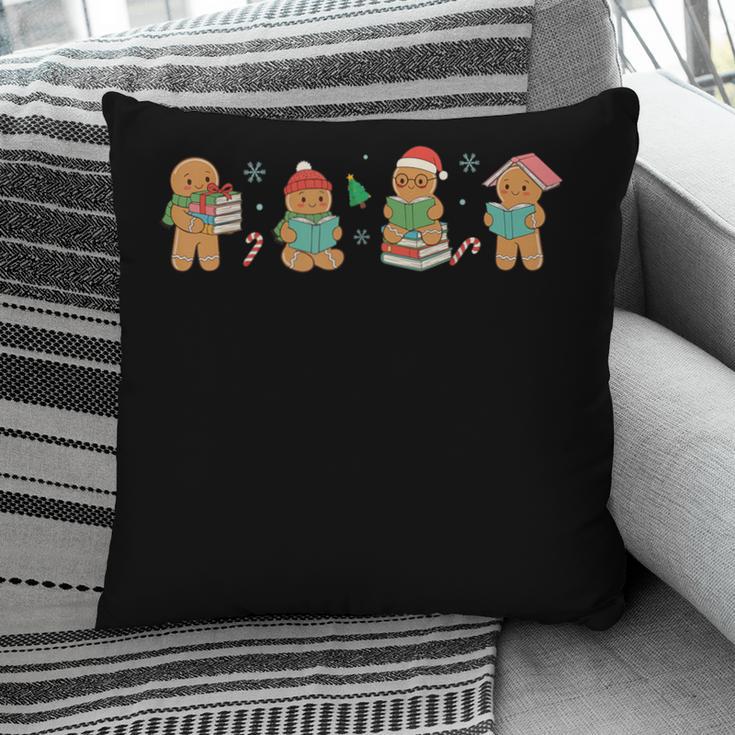 Christmas Library Gingerbread Man Books Lover Bookish Pillowcase