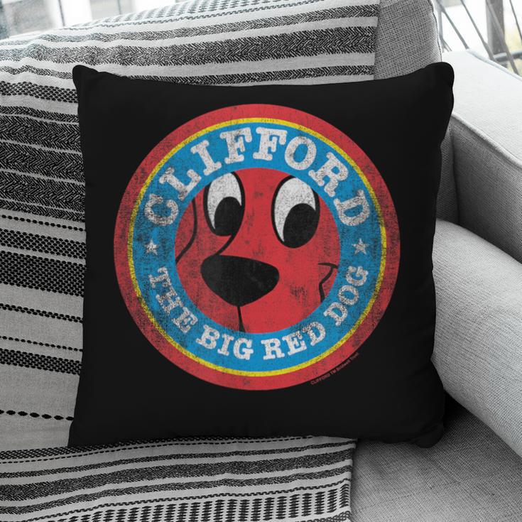 Clifford The Big Red Dog Round Distressed Logo Kids Books Pillowcase