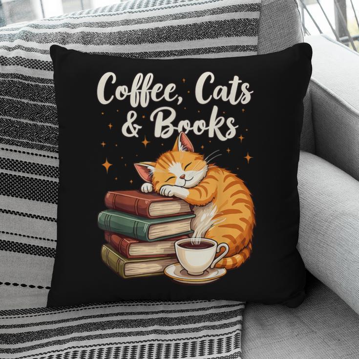 Coffee Cats & Books Lover For Women & Girls Coffee Pillowcase