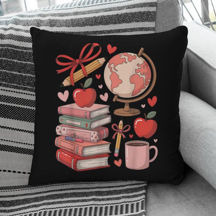 Coquette Teacher School Supplies Bows Books Globe Apple Cute Pillowcase