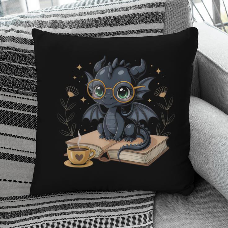 Cute Dragon Books Flower Bookworm Book Lover Pillowcase