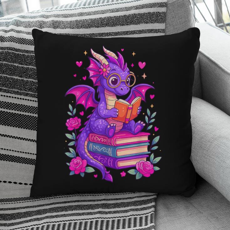 Cute Dragon Reading Books Bookworm Pillowcase