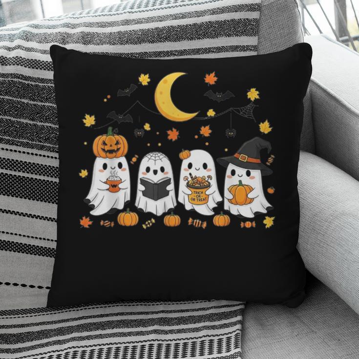 Cute Ghost Drinking Coffee Halloween Fall Ghost Book Reading Pillowcase