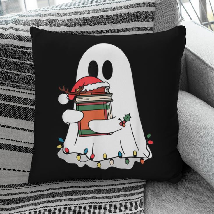 Cute Ghost Holding Books Bookish Christmas Pillowcase