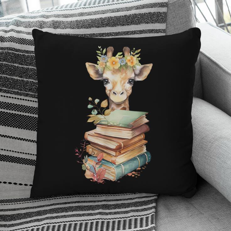 Cute Giraffe With Book Floral Bookworm Librarian Book Lover Pillowcase