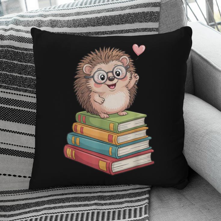 Cute Hedgehog Reading Books Animal Lover Reader Bookworm Pillowcase