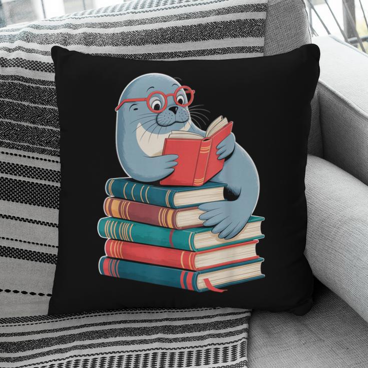 Cute Reading Seal On Books Book Lover Pillowcase