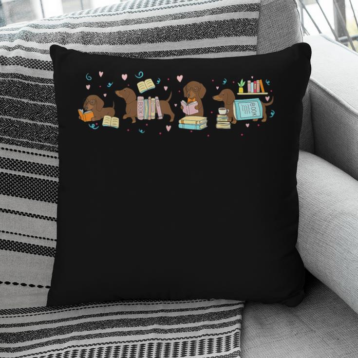 Dachshund Book Lover Reading Wiener Dog 100 Days Of School Pillowcase