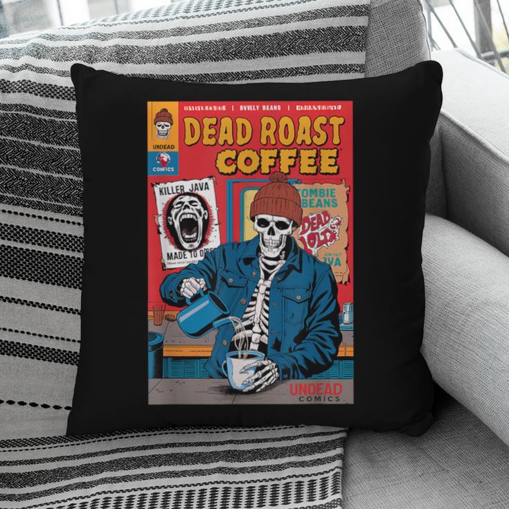Dead Roast Coffee Comic Book Cover Style Skeleton Barista Pillowcase