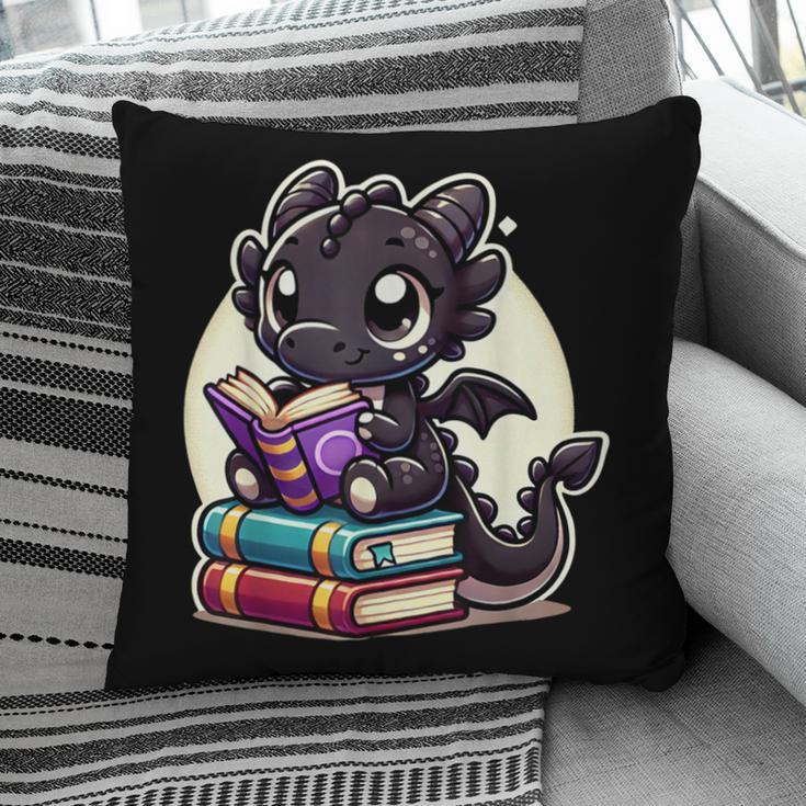 Dragon Reading A Book Cute Bookworm Book Lover Pillowcase