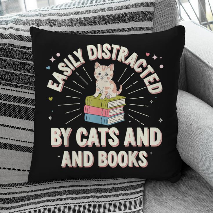 Easily Distracted By Cats & Books Tee Reader Book Worm Pillowcase