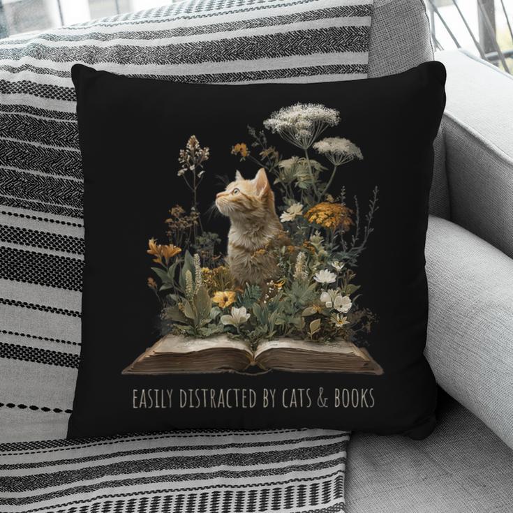 Easily Distracted By Cats And Books Pillowcase