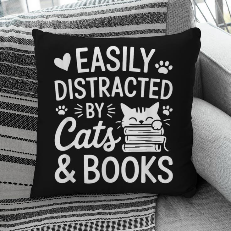 Easily Distracted By Cats And Books Reading Apparel Pillowcase