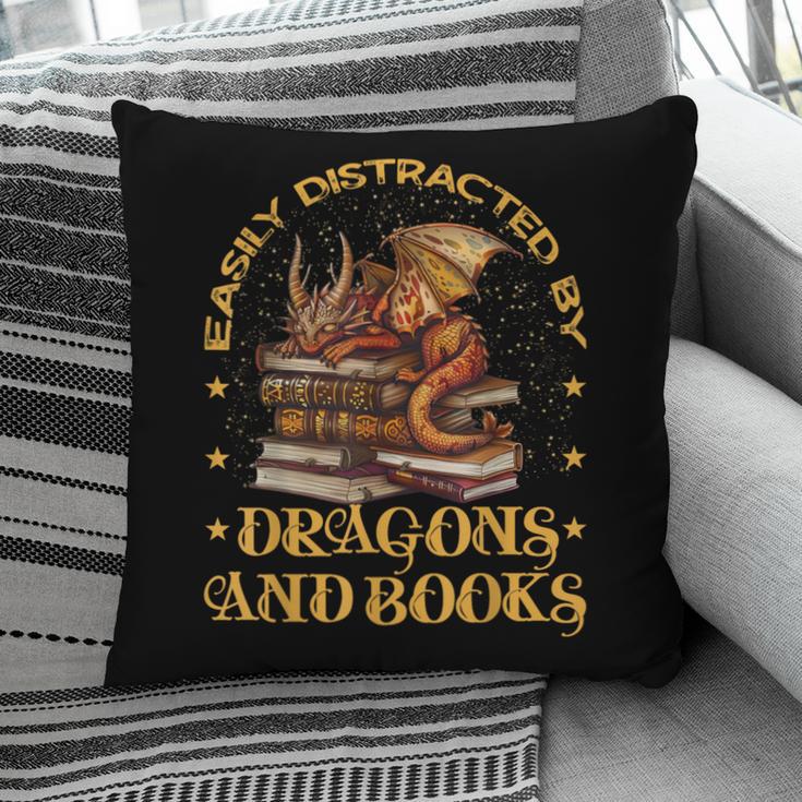 Easily Distracted By Dragons And Books Fantasy Book Lover Pillowcase Easily Distracted By Dragons And Books Fantasy Book Lover Pillowcase