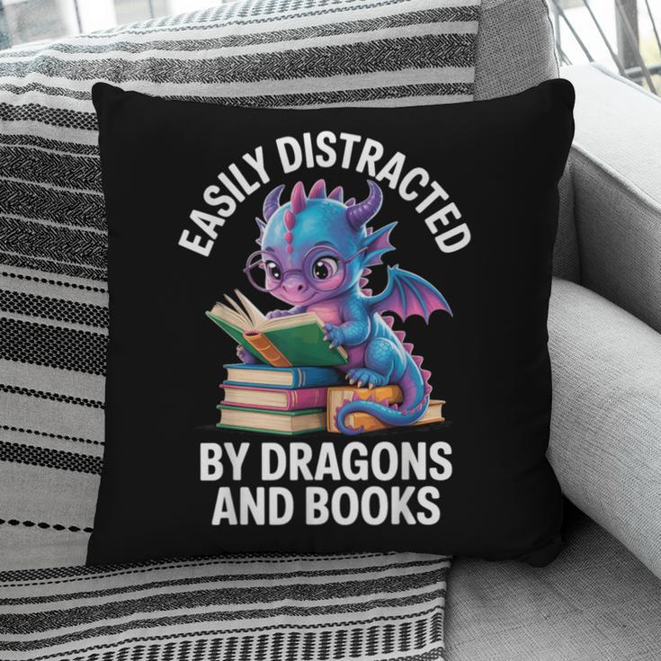 Easily Distracted By Dragons And Books Pillowcase