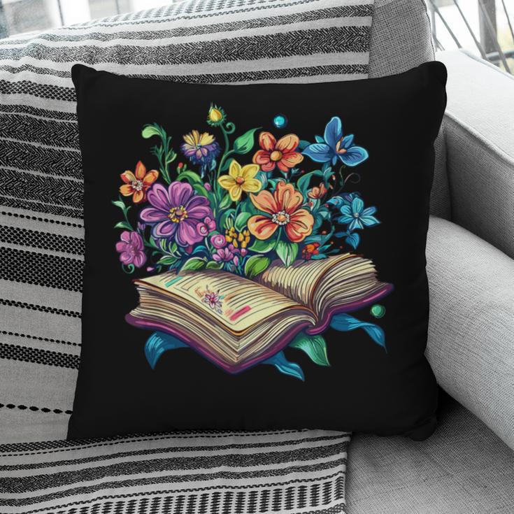 Enchanted Open Book With Blooming Flowers Pillowcase