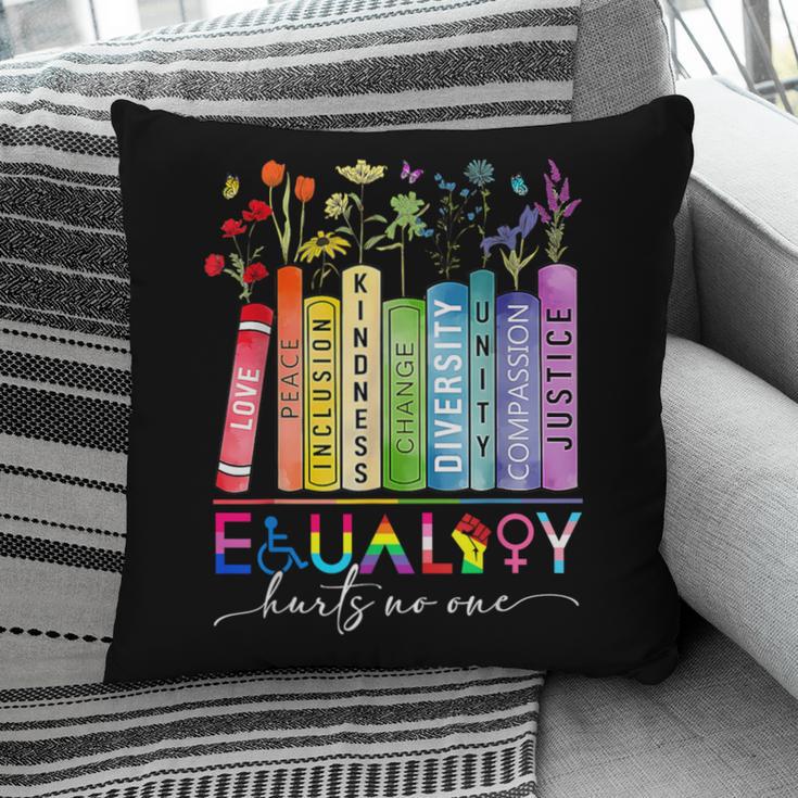 Equality Hurts No One Floral Books LGBTQ Gay Les Pride Month Pillowcase