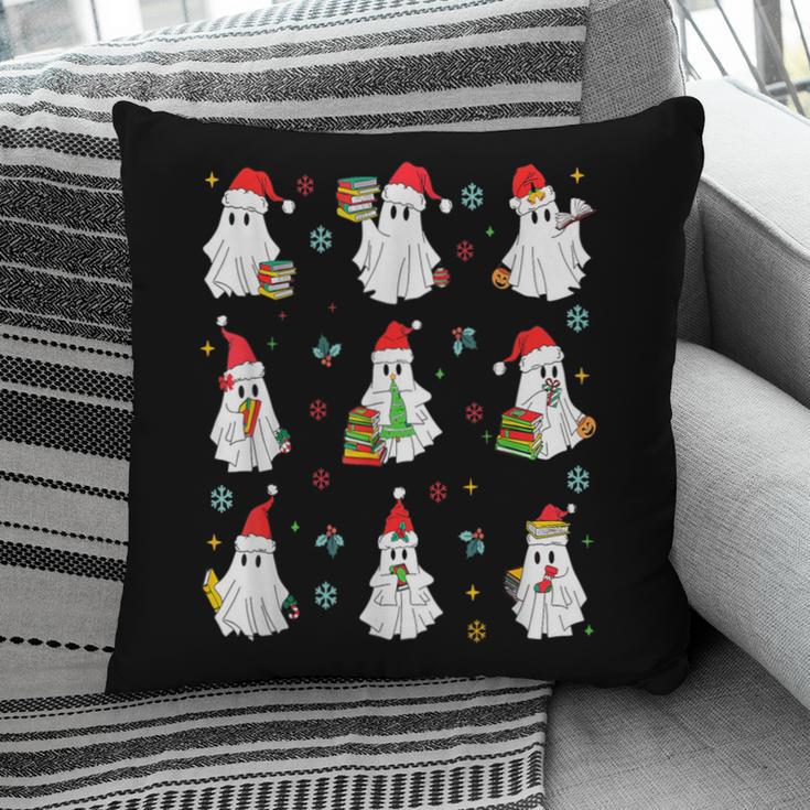 Ghosts Wearing Santa Hats Reading Books Christmas Book Lover Pillowcase