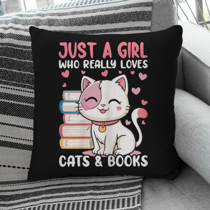 Girl Who Loves Cats And Books Cute Pillowcase