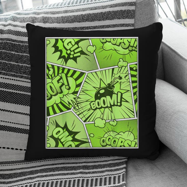 Green Comic Book Green Graphic Pillowcase
