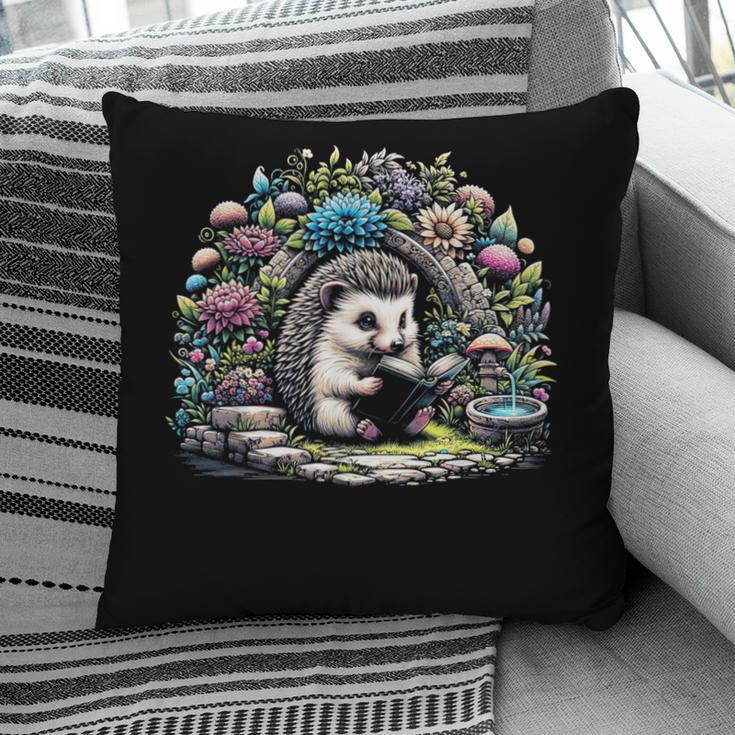 Hedgehog Reading Book Lake Scenery Reading Pillowcase