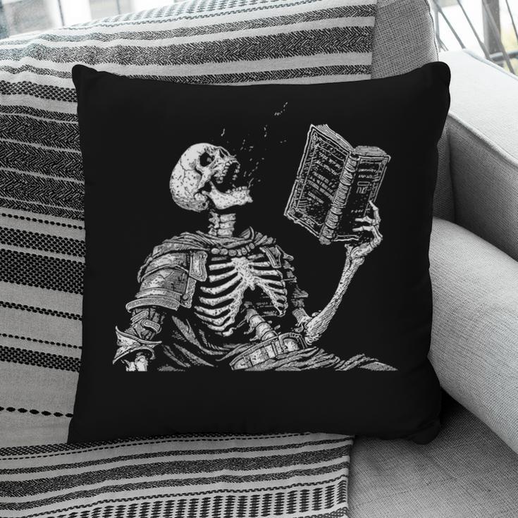 Hilarious Skeleton Holding a Book And Laughing Gothic Pillowcase