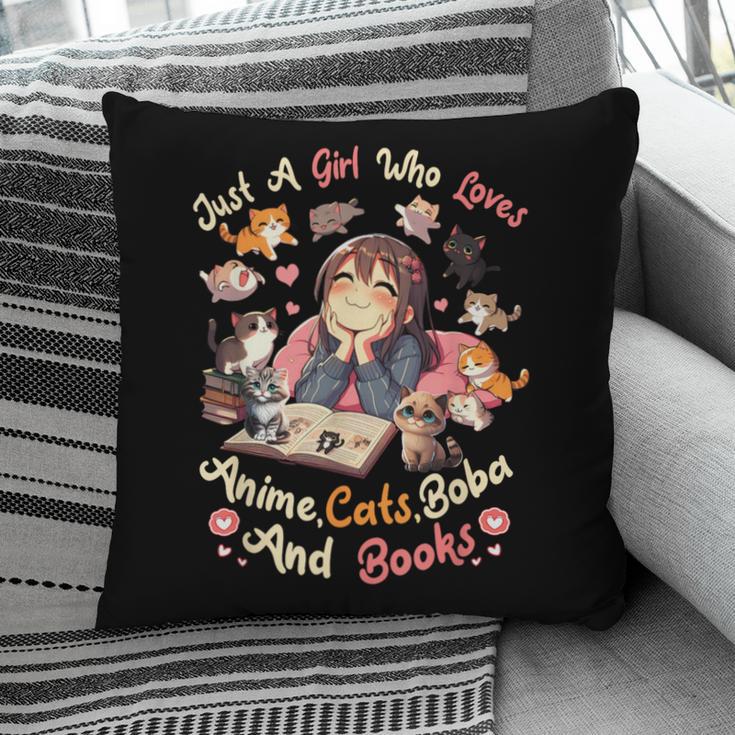Just Girl Who Loves Anime Cats Boba And Books Bubble Tea Pillowcase